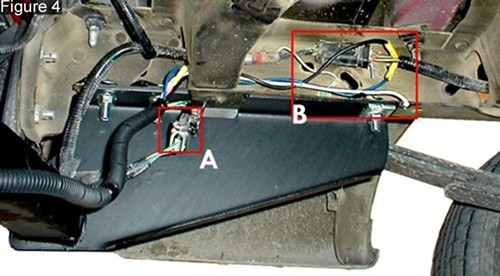 Ford trailer wiring on driver's side rear frame