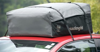 Roof Cargo Bag Strapped to Naked Roof