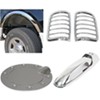 Various vehicle trim pieces including headlight covers, door handle inserts, and fender trim.