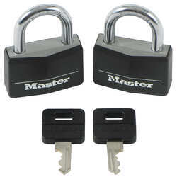 Master Lock Covered Solid Body Padlocks - 1/4" Shackle Diameter (2 Pack) - 141T