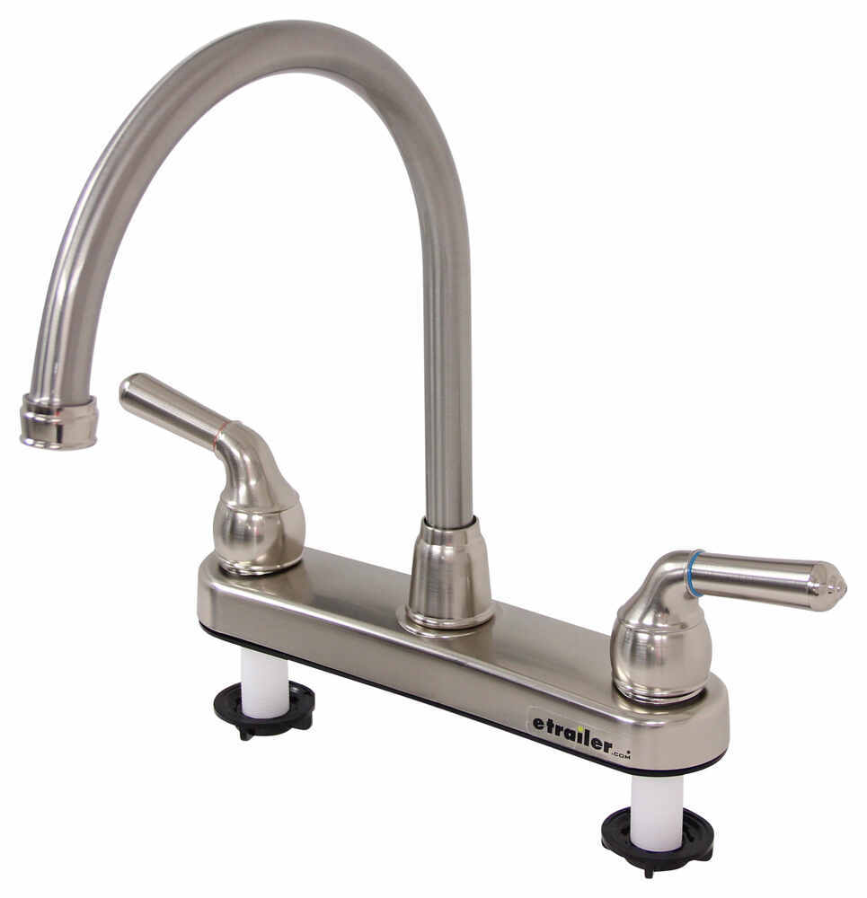 Rv Kitchen Faucet Dual Teacup Handle Satin Nickel Patrick Distribution Rv Faucets 277 000014