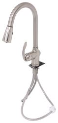 Ultra Faucets RV Kitchen Faucet w/ Pull Down Spout - Single Lever Handle - Brushed Nickel - 277-000184