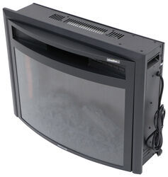 Greystone RV Curved Electric Fireplace with Logs - 26" Wide - Recessed Mount - Black