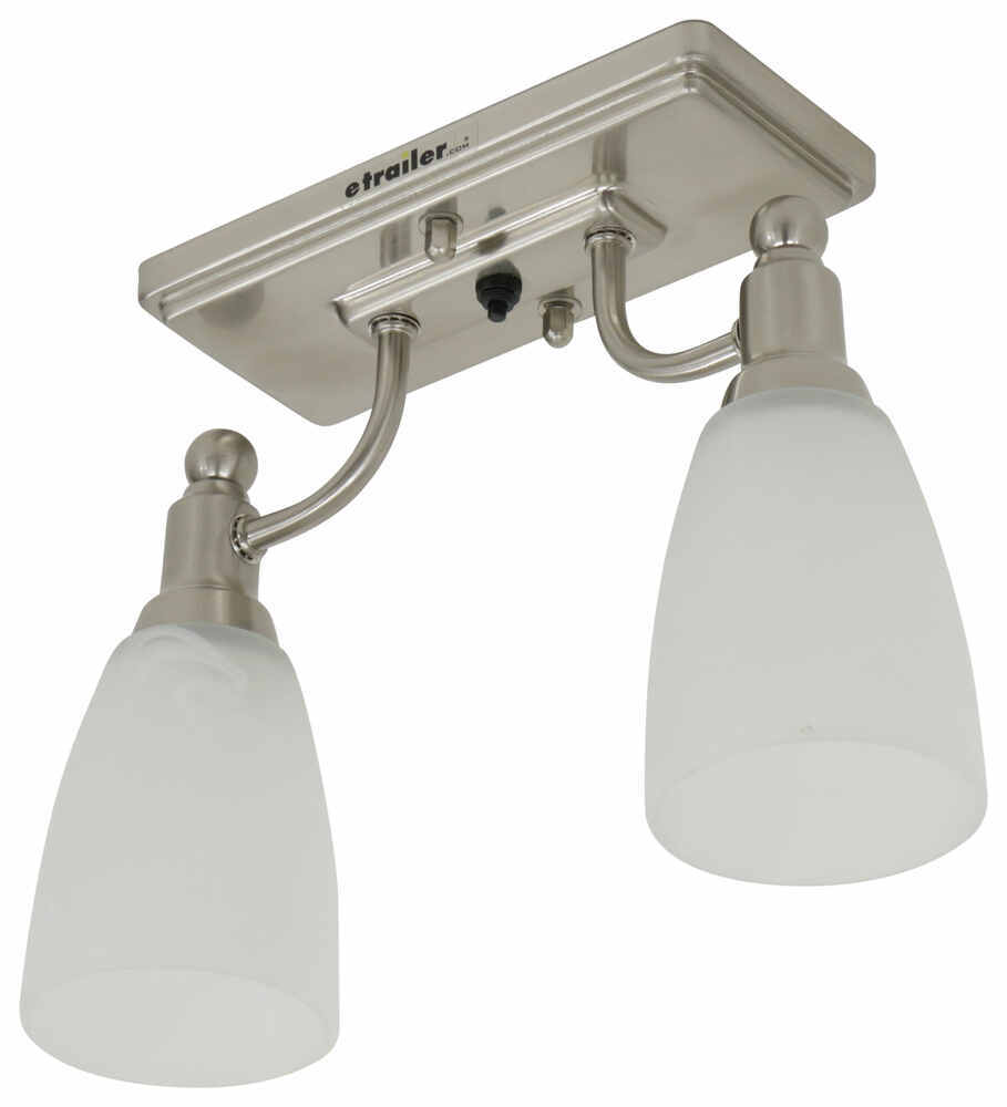 Gustafson RV Ceiling Light Satin Nickel 2 Arm Frosted White Glass