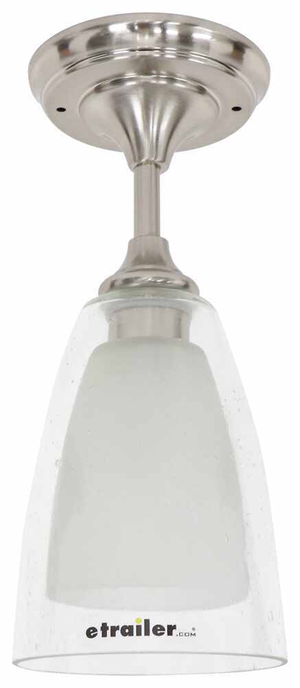 Gustafson RV LED Pendant Light - Ceiling Mount - Satin Nickel - Clear Seeded/White Swirl Glass 5 Inch Diameter 277-000422