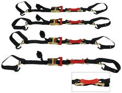 ShockStrap Ratchet Motorcycle Tie-Downs w Shock Absorbers - 1-1/2" x 7' - 1,000 lbs - Qty 4