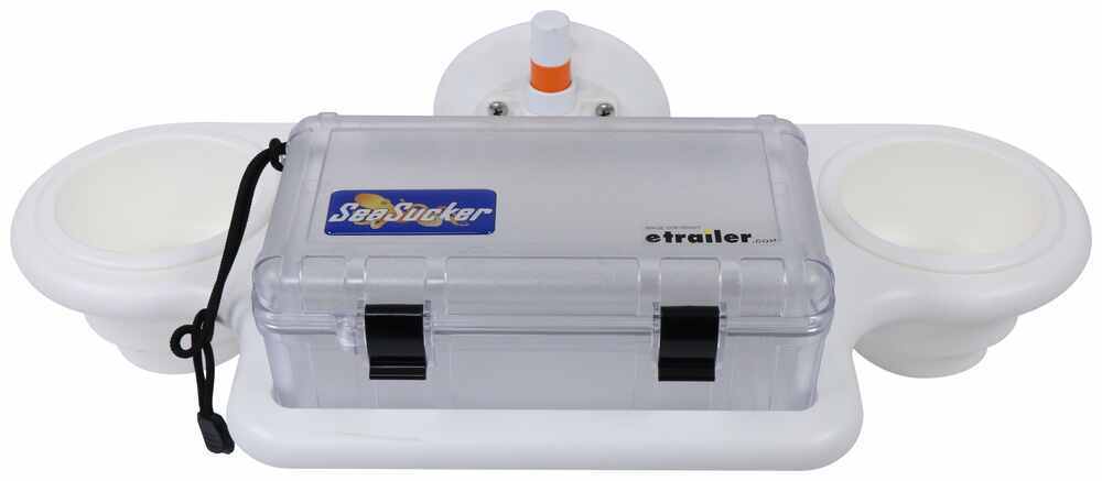 SeaSucker Cup Holder with Dry Box - Vacuum Mount - White - 2 Cups