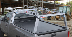 Pace Edwards Full-Metal JackRabbit Retractable Hard Tonneau Cover w/ Contractor Rig Rack - Aluminum