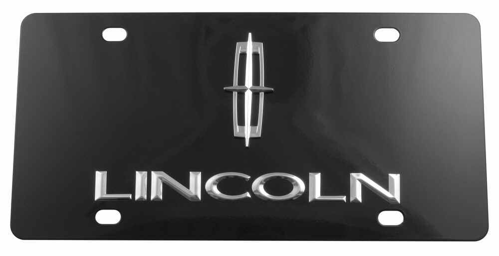 Ebony Finished Stainless Steel License Plate Lincoln with Logo Chrome Stainless Steel 311254
