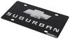 Ebony Finish Stainless Steel License Plate Suburban with Chrome Chevy Logo Stainless Steel 313128