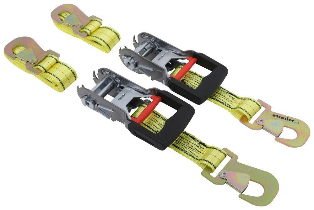 PROGRIP 18800 Vehicle Transport and Tow Axle Ratchet Tie Down with Webbing and Snap Hooks 7 x 1 1/2 