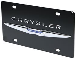 Chrysler License Plate - Chrome Logo - Stainless Steel w/ Black Finish - 317041