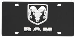 Ebony Finished Stainless Steel License Plate Dodge Ram Logo Chrome
