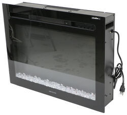 Greystone Electric RV Fireplace with Crystals - 26" Wide - Recessed Mount - Black