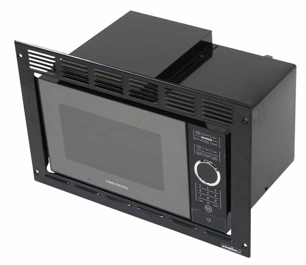 Greystone Standard Rv Microwave W Trim Kit 1 350 Watts 0 9 Cu Ft Black Greystone Rv Microwaves 324 000105