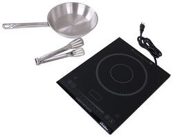 Greystone Electric Induction Cooktop with Skillet and Tongs - 1 Burner - 11-3/4" Wide - Black - GR57FR