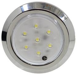 12V LED RV Dome Light - Single - 3" Long - Chrome Trim - 328-003-1400W