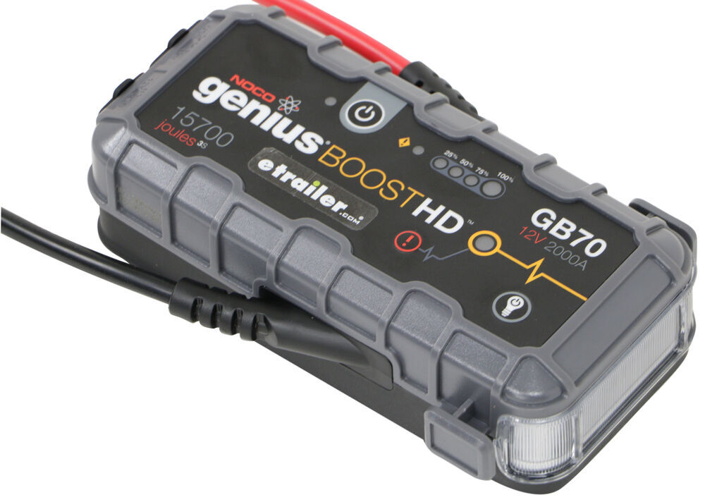 NOCO Genius Boost HD Jump Starter - LED Work Light - USB Port - 12V - 2,000  Amp NOCO Jump Starters and Jumper Cables 329-GB70