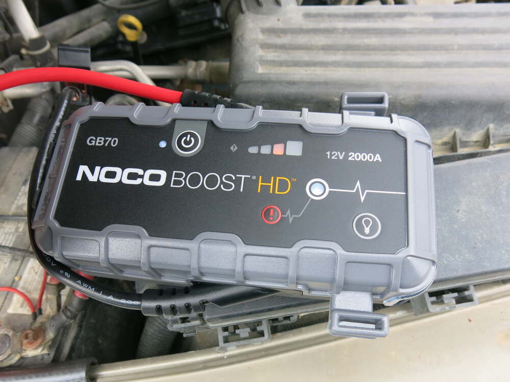 NOCO Genius Boost HD Jump Starter - LED Work Light - USB Port - 12V - 2,000  Amp NOCO Jump Starters and Jumper Cables 329-GB70