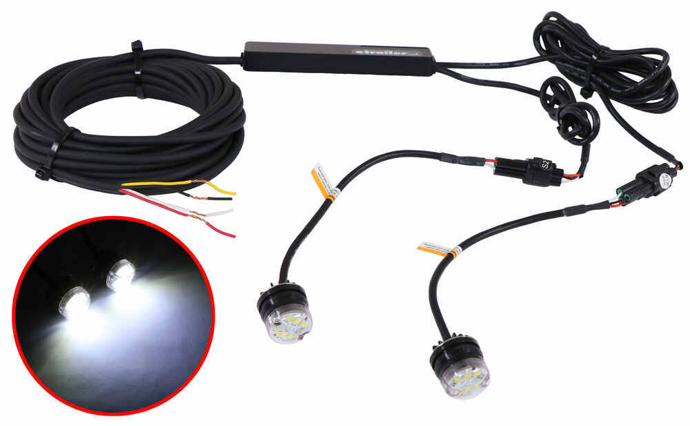 Hidden LED Strobe Light Kit w/ In-Line Flashers - Push-On - 19 Flash Patterns - White - Qty 2 Wired 3378891325