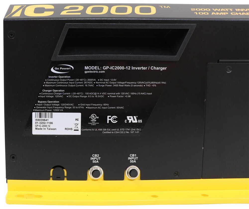 GP-IC2000-12-PKG Pure Sine Wave Inverter Go Power 2000 Watt with 100 amp Charger Includes ICR-50 Remote 