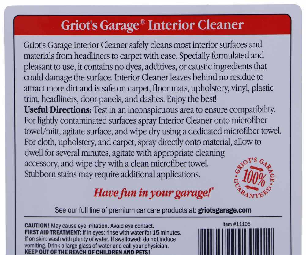 Griot's Garage Interior Cleaner for Vehicles and RVs - 35 fl oz Spray  Bottle Griots Garage Multi-Purpose Cleaner 34911104