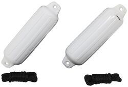 Taylor Made Double-Eye Boat Fenders w/ Ropes for 20' to 25' Long Boats - White Vinyl - Qty 2 - 369310162P