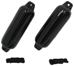 Taylor Made Double-Eye Boat Fenders w/ Ropes for 20' to 25' Long Boats - Black Vinyl - Qty 2 - 36931016B2P
