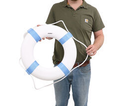 Taylor Made Waterproof Decorative Ring Buoy - 20" Diameter - White with Blue Bands - 369372