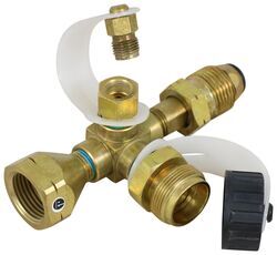 Propane T-Fitting for POL Valve - 1/4" FIF and Disposable Cylinder Port                        