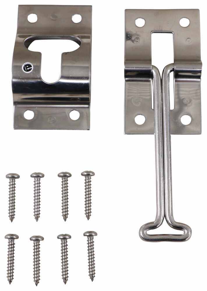 T-Style Hook and Keeper Door Holder for RV or Enclosed Trailer - 4" Hook - Stainless Steel 4 Inch Hook 37210515