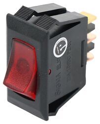 Single Rocker Switch - 120V - On/Off - SPST - Black Plate with Red Illuminated Switch - 37212515