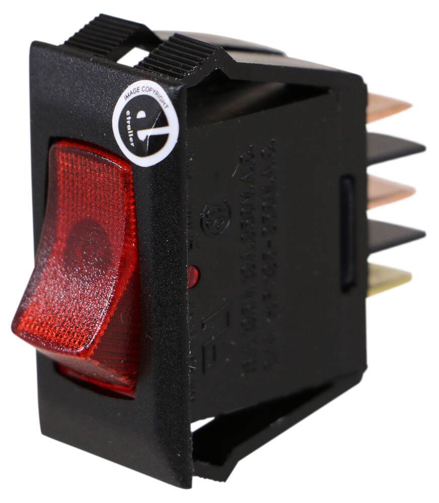 Single Rocker Switch - 12V - On/Off - SPST - Black Plate with Red Illuminated Switch 10 Amp,12 Amp,16 Amp 37212525
