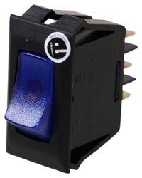 Single Rocker Switch - 12V - On/Off - SPST - Black Plate with Blue Illuminated Switch - 37213685