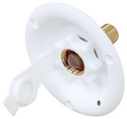 RV City Water Inlet w/ Brass Check Valve - 1/2" MPT - Plastic Flange - Recessed Mount - White