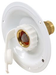 RV City Water Inlet w/ Brass Check Valve - 1/2" FPT - Metal Flange - Recessed Mount - White - 37262115