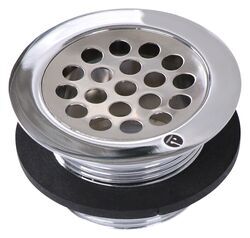 RV Shower Drain with Strainer - 2" Diameter - Chrome Plated Steel - 3729495-209-022