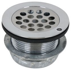 RV Shower Drain with Strainer - 2" Diameter - Chrome Plated Steel - 3729495-211-022