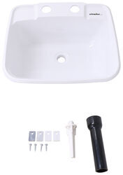 Single Bowl RV Bathroom Sink - 14-7/8" Long x 12-3/8" Wide - White - 37295351