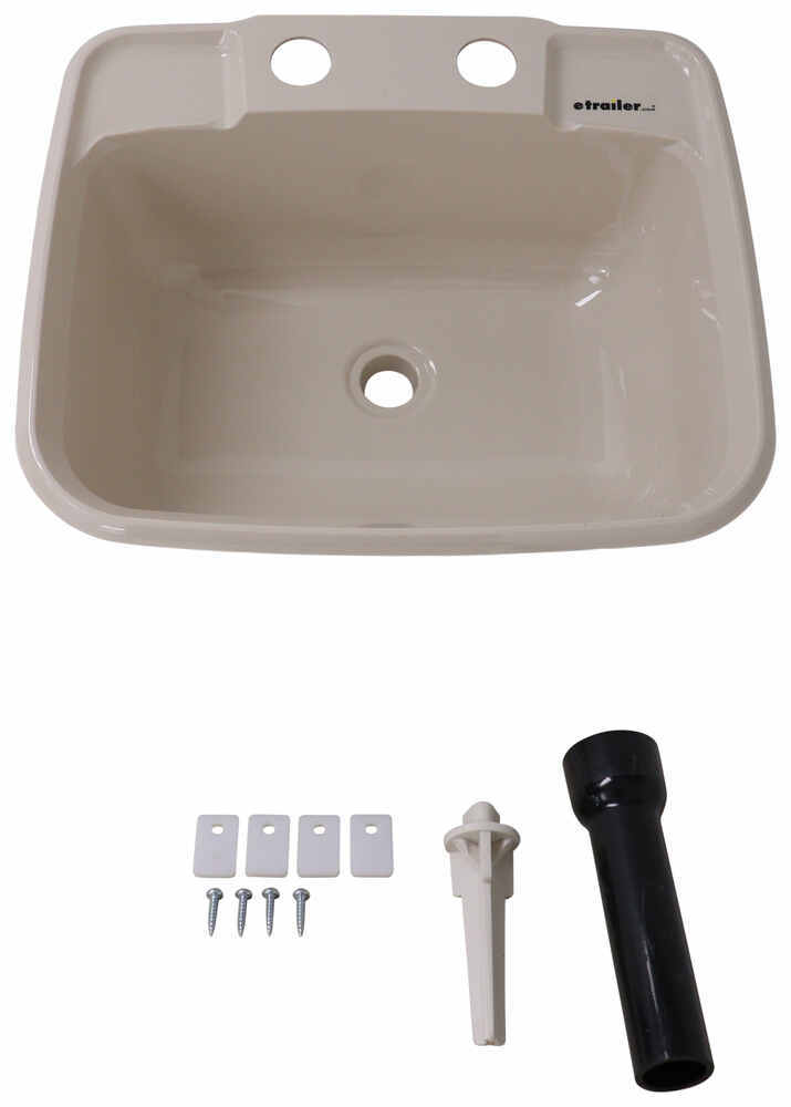 Single Bowl RV Bathroom Sink - 14-7/8" Long x 12-3/8" Wide - Parchment 14-7/8 x 12-3/8 Inch 37295361