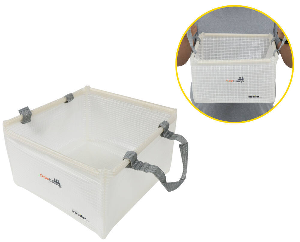 AceCamp Collapsible Camping Sink - Square - Vinyl - 2.6 Gallons Clear 3771709