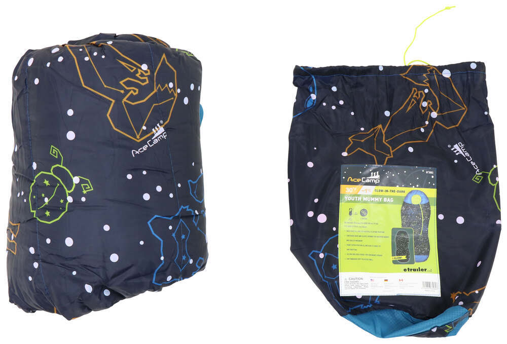 ACECAMP KIDS & YOUTH GLOW-IN-THE-DARK SLEEPING BAG MUMMY