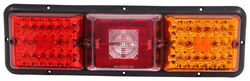 Long LED Triple Trailer Tail Light - 4 Function - 36 Diodes - Black Base - Red, Amber, Clear Lens