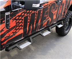 Westin HDX Nerf Bars with Drop Steps 4" - Black Powder Coated Stainless Steel - Wheel-2-Wheel  