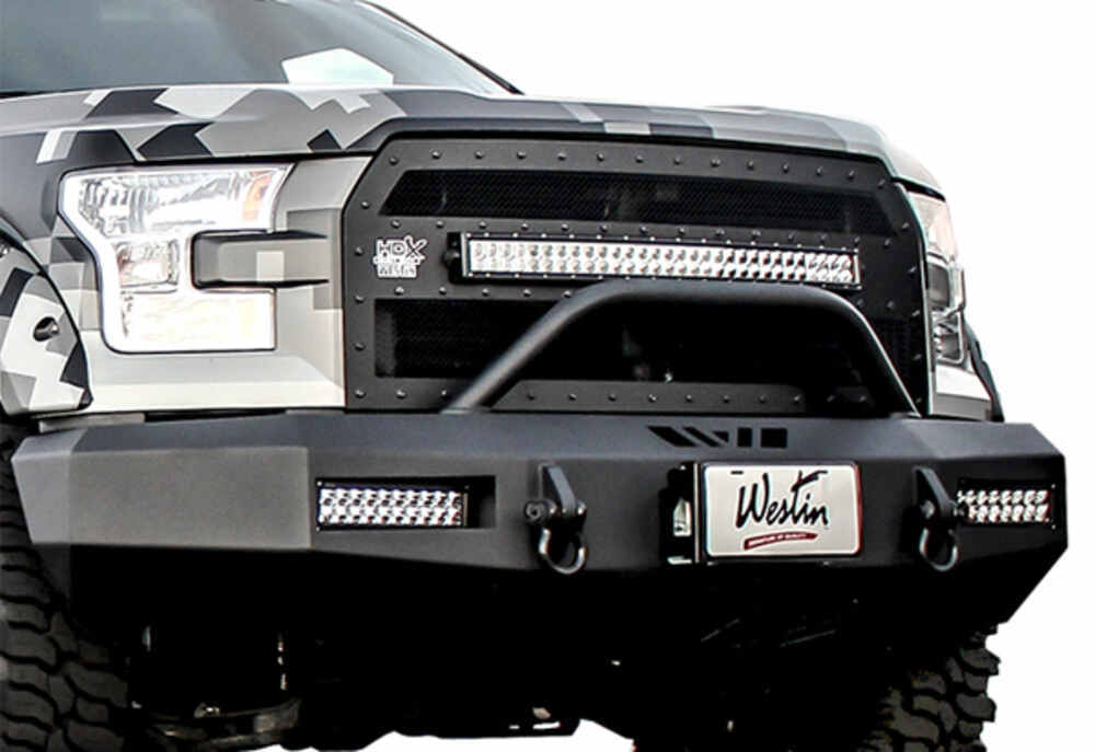 Westin HDX Front Bumper w/ Winch Mount - Black Powder Coated Steel ...