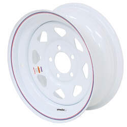 Dexstar Steel Spoke Trailer Wheel - 15" x 6" Rim - 5 on 4-1/2 - White Powder Coat - AM20522