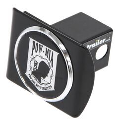 POW/MIA Seal Trailer Hitch Receiver Cover - 2" Hitches - Chrome-Plated Black And White Emblem