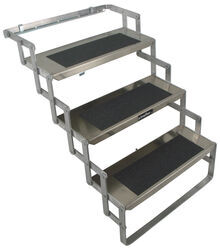 Brophy Camper Scissor Steps - 3 Steps - Aluminum - Non-Slip Tread - 24" Wide - 300 lbs - AS23