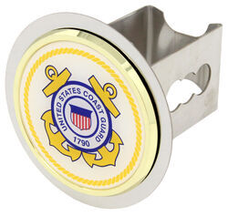 US Coast Guard Trailer Hitch Cover - 2" Hitches - Stainless Steel - Gold Trim - AUT-USCG-C