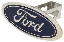 Ford Trailer Hitch Cover - 1-1/4" Class II Hitches - Stainless Steel - Chrome and Blue - AUT2-FOR-C